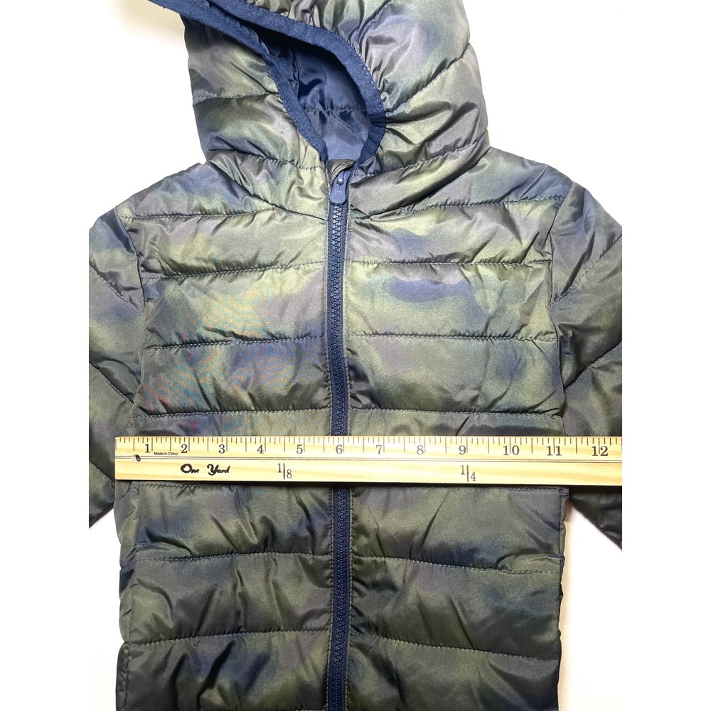Baby GAP ColdControl Camo Puffer Jacket Kids 4 Years Green Blue Hooded Coat 0213 - Picture 3 of 9